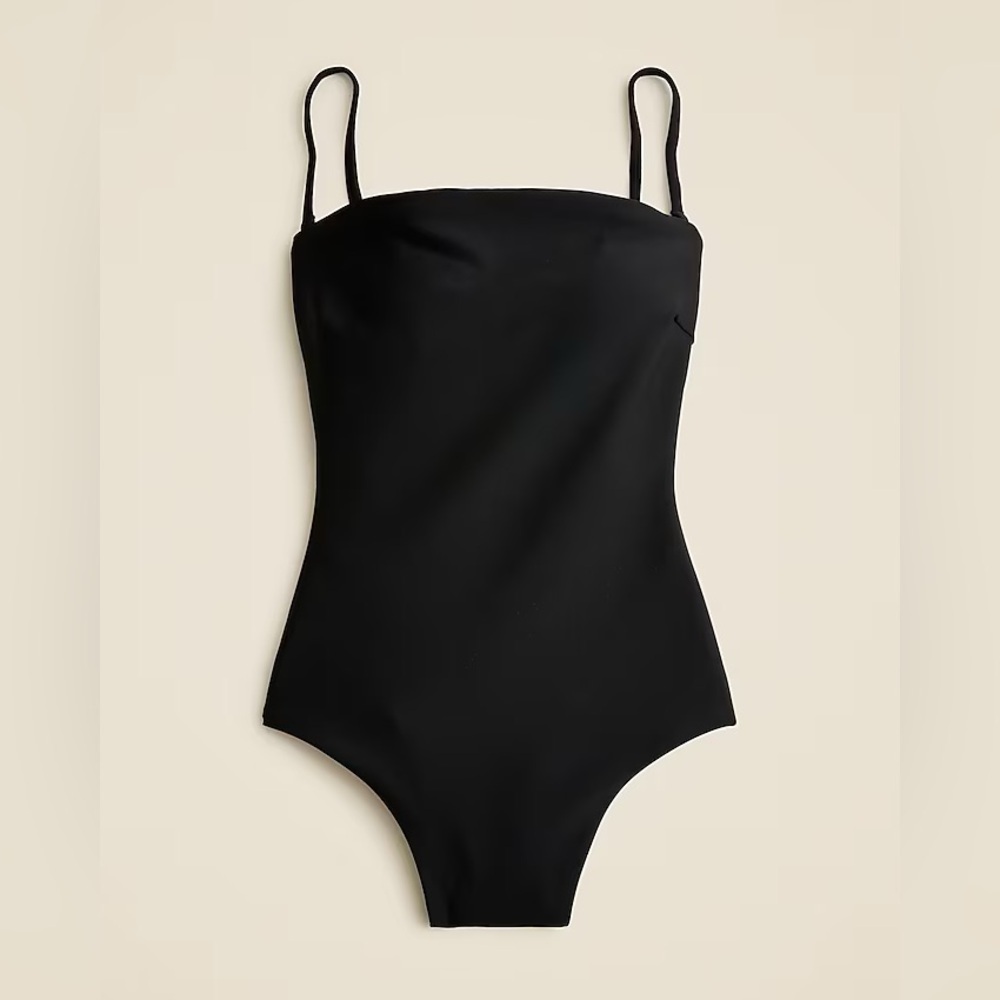 NWT J Crew Black Gemma bandeau strapless one-piece swimsuit in Classic Sculpt - Picture 3 of 9